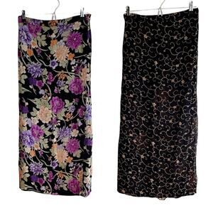 Vintage Sarah Arizona Reversible Chiffon Wrap Floral Vine Maxi Skirt